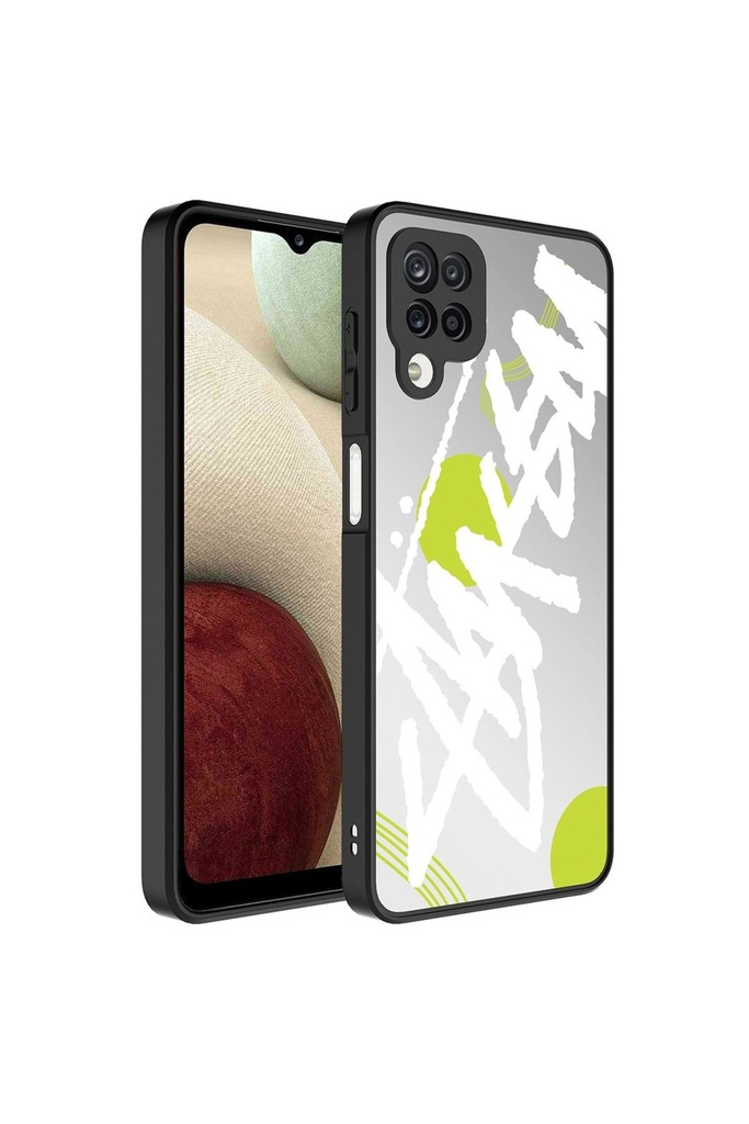 Samsung Galaxy A12 Uyumlu Kılıf Aynalı Desenli Kamera Korumalı Parlak Zore Mirror Kapak