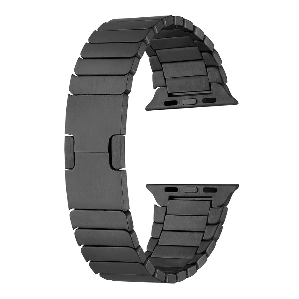 [RNZ-TA88028] Apple Watch 42mm Uyumlu Kordon Paslanmaz Çelik Luxury Zore KRD-82 Kayış (Siyah)