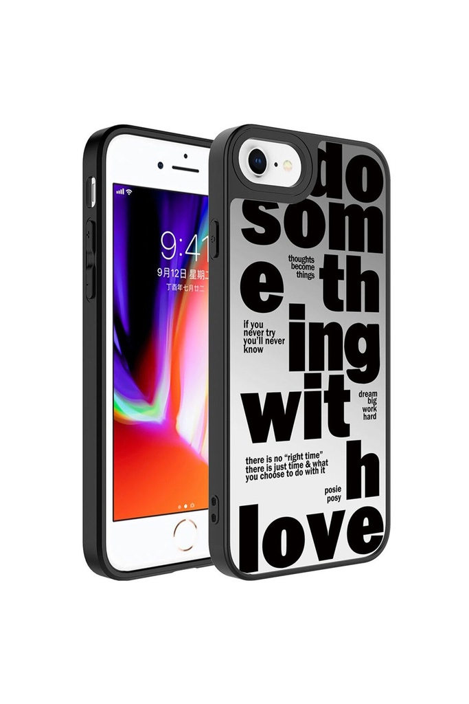 [RNZ-TA88077] Apple iPhone 7 Uyumlu Kılıf Aynalı Desenli Kamera Korumalı Parlak Zore Mirror Kapak (Love)