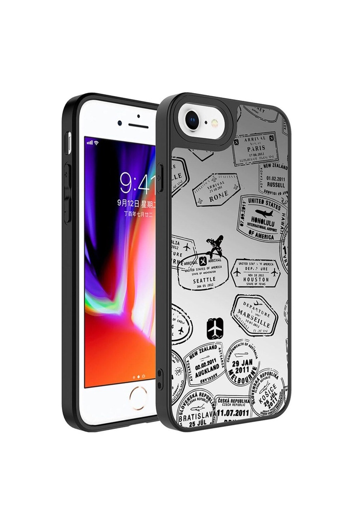 Apple iPhone 8 Uyumlu Kılıf Aynalı Desenli Kamera Korumalı Parlak Zore Mirror Kapak