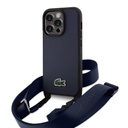 Apple iPhone 15 Pro Max Uyumlu Kılıf Lacoste Orjinal Lisanslı PU Pike Desenli Arka Yüzey Askılı İkonik Timsah Dokuma Logolu Kapak