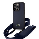 Apple iPhone 15 Pro Max Uyumlu Kılıf Lacoste Orjinal Lisanslı PU Pike Desenli Arka Yüzey Askılı İkonik Timsah Dokuma Logolu Kapak