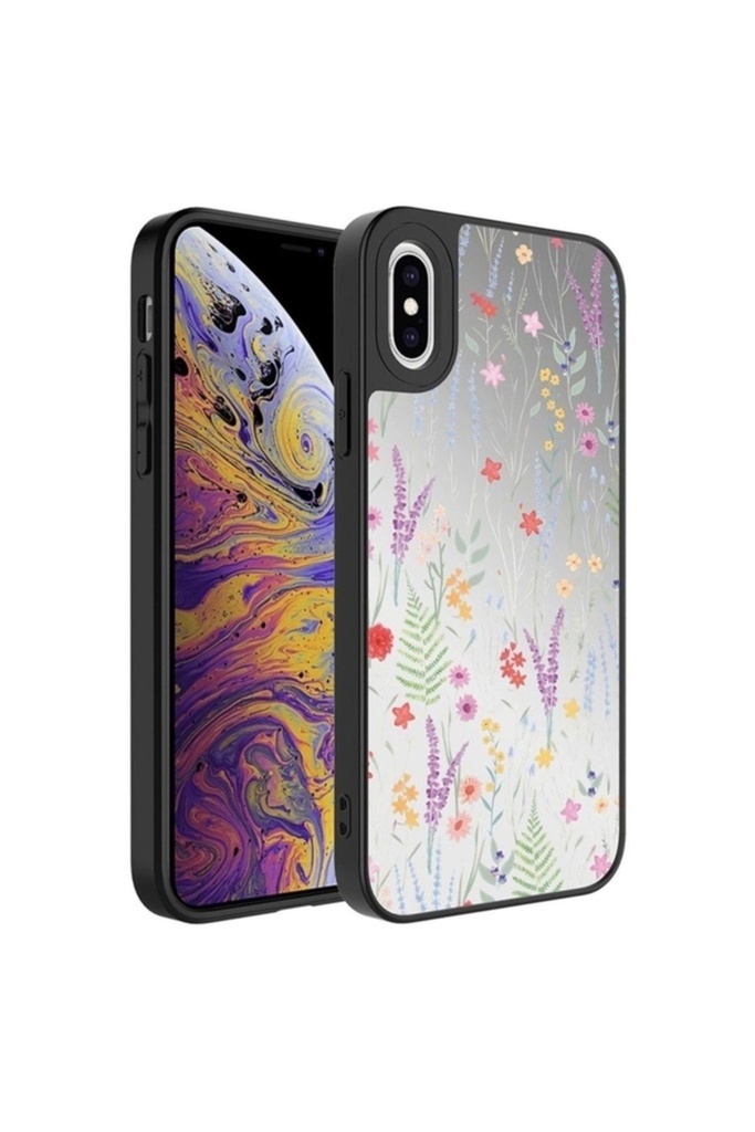 Apple iPhone X Uyumlu Kılıf Aynalı Desenli Kamera Korumalı Parlak Zore Mirror Kapak