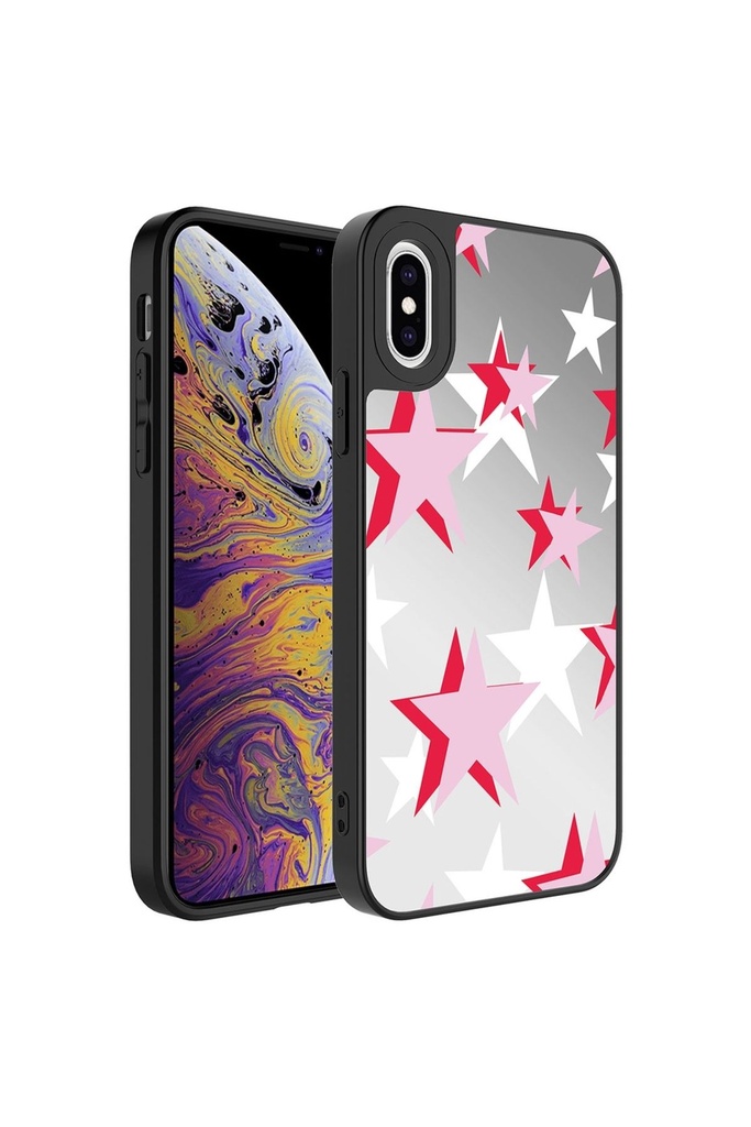 Apple iPhone X Uyumlu Kılıf Aynalı Desenli Kamera Korumalı Parlak Zore Mirror Kapak