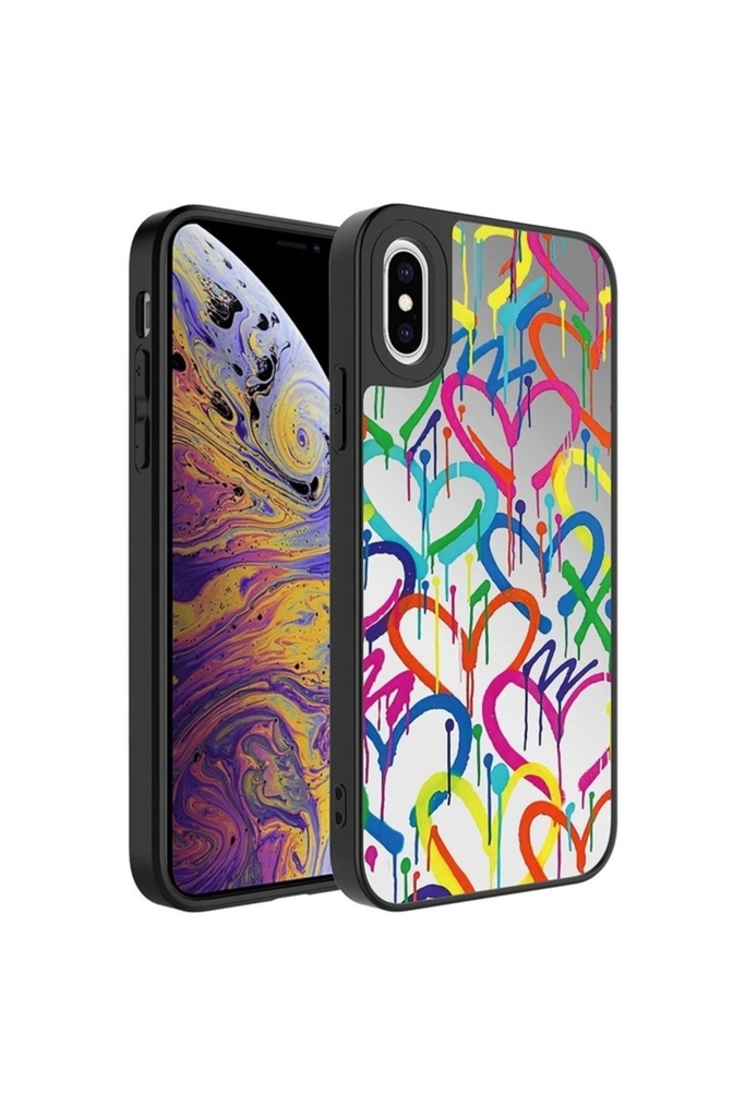Apple iPhone XS Uyumlu Kılıf Aynalı Desenli Kamera Korumalı Parlak Zore Mirror Kapak