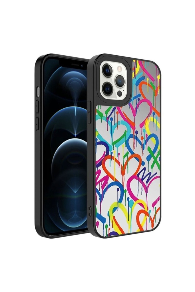 Apple iPhone 12 Pro Uyumlu Kılıf Aynalı Desenli Kamera Korumalı Parlak Zore Mirror Kapak