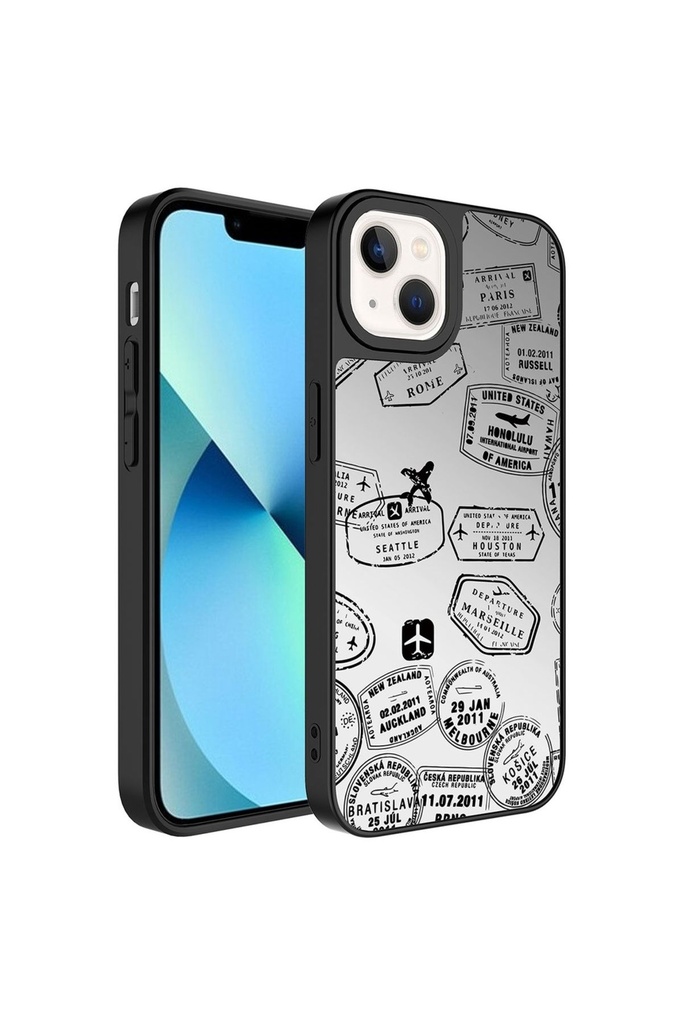 Apple iPhone 13 Uyumlu Kılıf Aynalı Desenli Kamera Korumalı Parlak Zore Mirror Kapak
