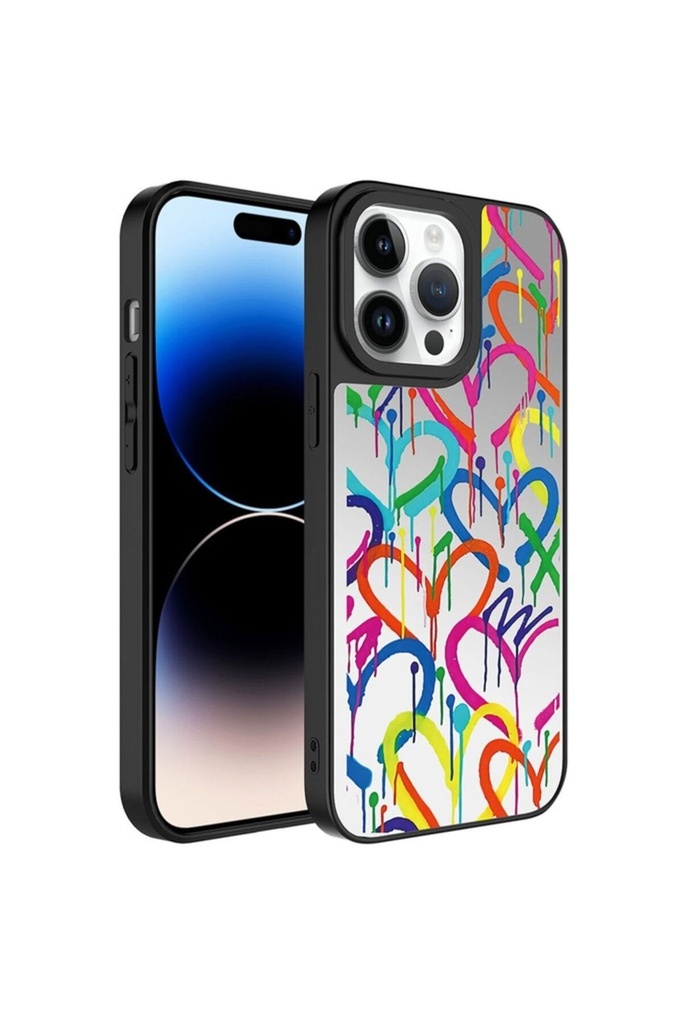 Apple iPhone 14 Pro Uyumlu Kılıf Aynalı Desenli Kamera Korumalı Parlak Zore Mirror Kapak
