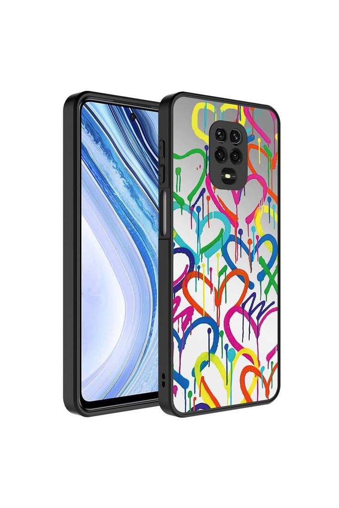 [RNZ-TA88315] Xiaomi Redmi Note 9 Pro Uyumlu Kılıf Aynalı Desenli Kamera Korumalı Parlak Zore Mirror Kapak (Kalp)