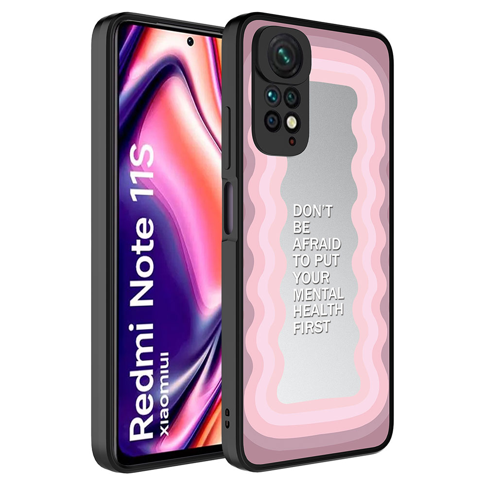 Xiaomi Redmi Note 11S Global Uyumlu Kılıf Aynalı Desenli Kamera Korumalı Parlak Zore Mirror Kapak