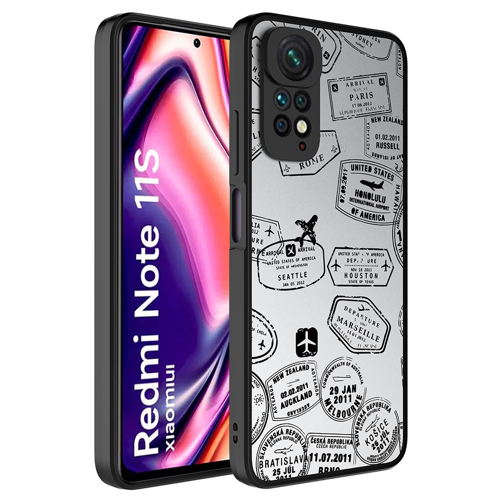 Xiaomi Redmi Note 11S Global Uyumlu Kılıf Aynalı Desenli Kamera Korumalı Parlak Zore Mirror Kapak