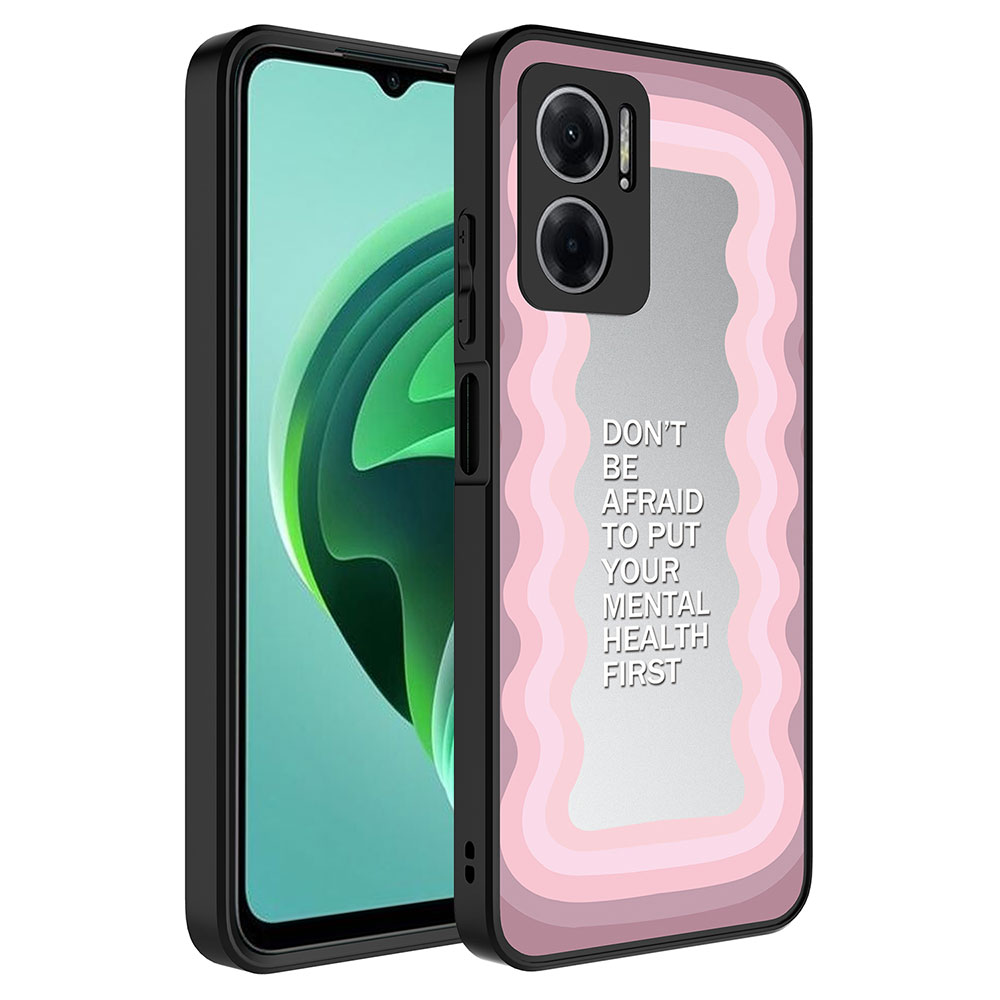 Xiaomi Redmi Note 11E Uyumlu Kılıf Aynalı Desenli Kamera Korumalı Parlak Zore Mirror Kapak