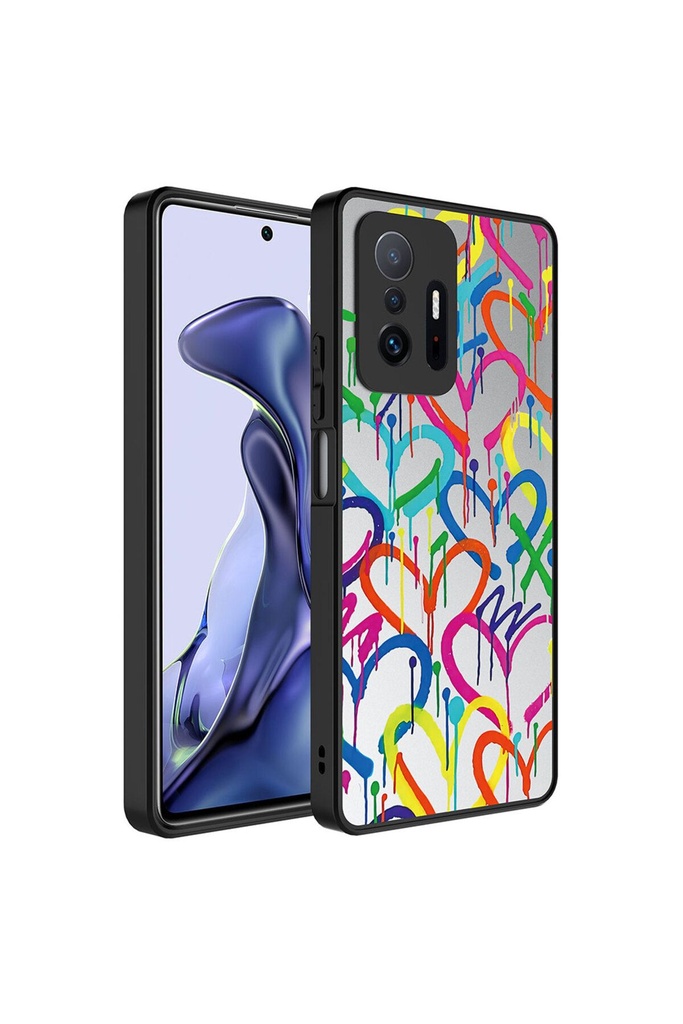 [RNZ-TA88392] Xiaomi Mi 11T Pro 5G Uyumlu Kılıf Aynalı Desenli Kamera Korumalı Parlak Zore Mirror Kapak (Kalp)