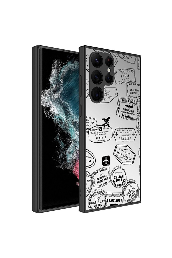 Samsung Galaxy S23 Ultra Uyumlu Kılıf Aynalı Desenli Kamera Korumalı Parlak Zore Mirror Kapak