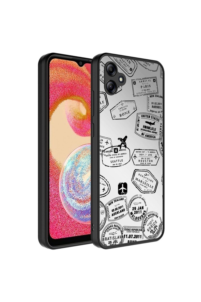 Samsung Galaxy A04E Uyumlu Kılıf Aynalı Desenli Kamera Korumalı Parlak Zore Mirror Kapak