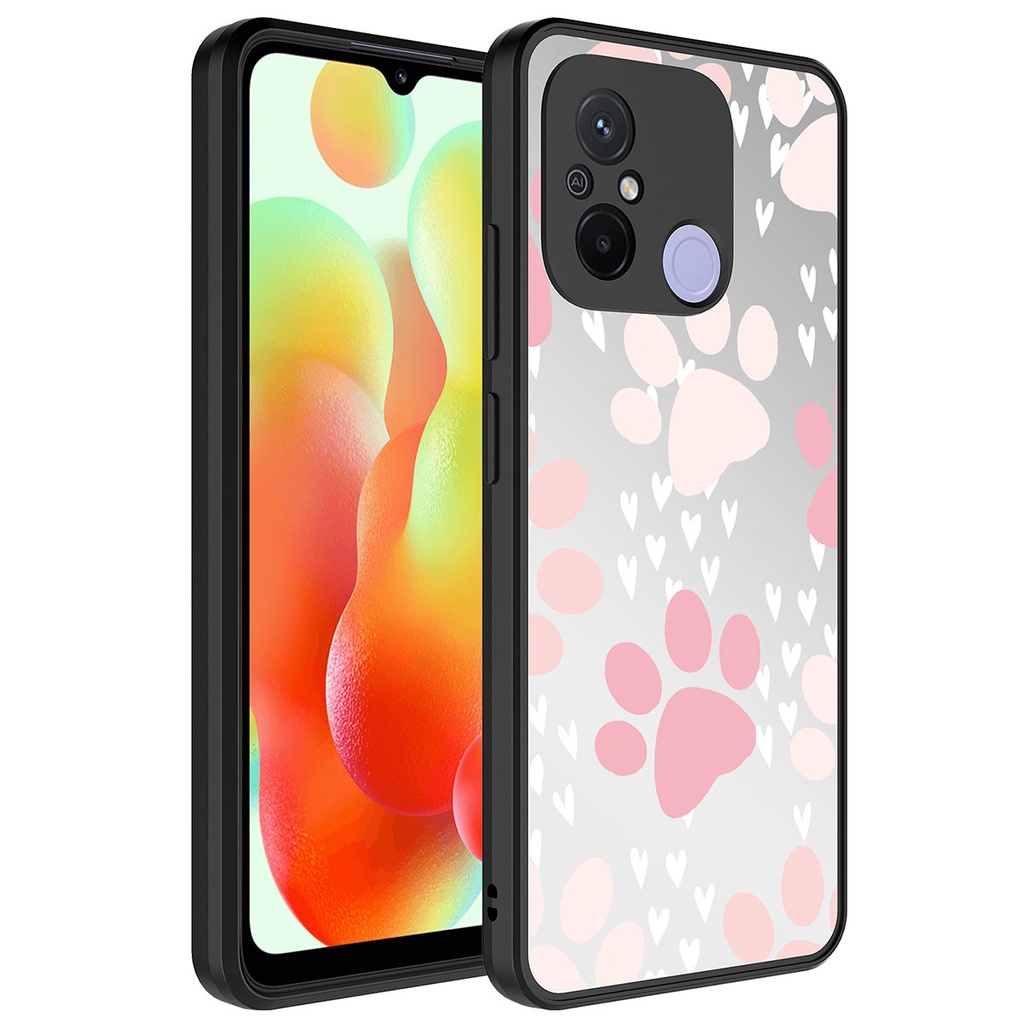Xiaomi Redmi 12C Uyumlu Kılıf Aynalı Desenli Kamera Korumalı Parlak Zore Mirror Kapak