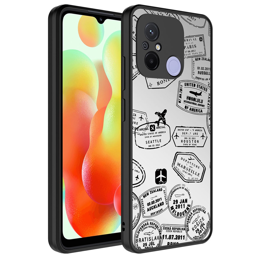 Xiaomi Redmi 12C Uyumlu Kılıf Aynalı Desenli Kamera Korumalı Parlak Zore Mirror Kapak
