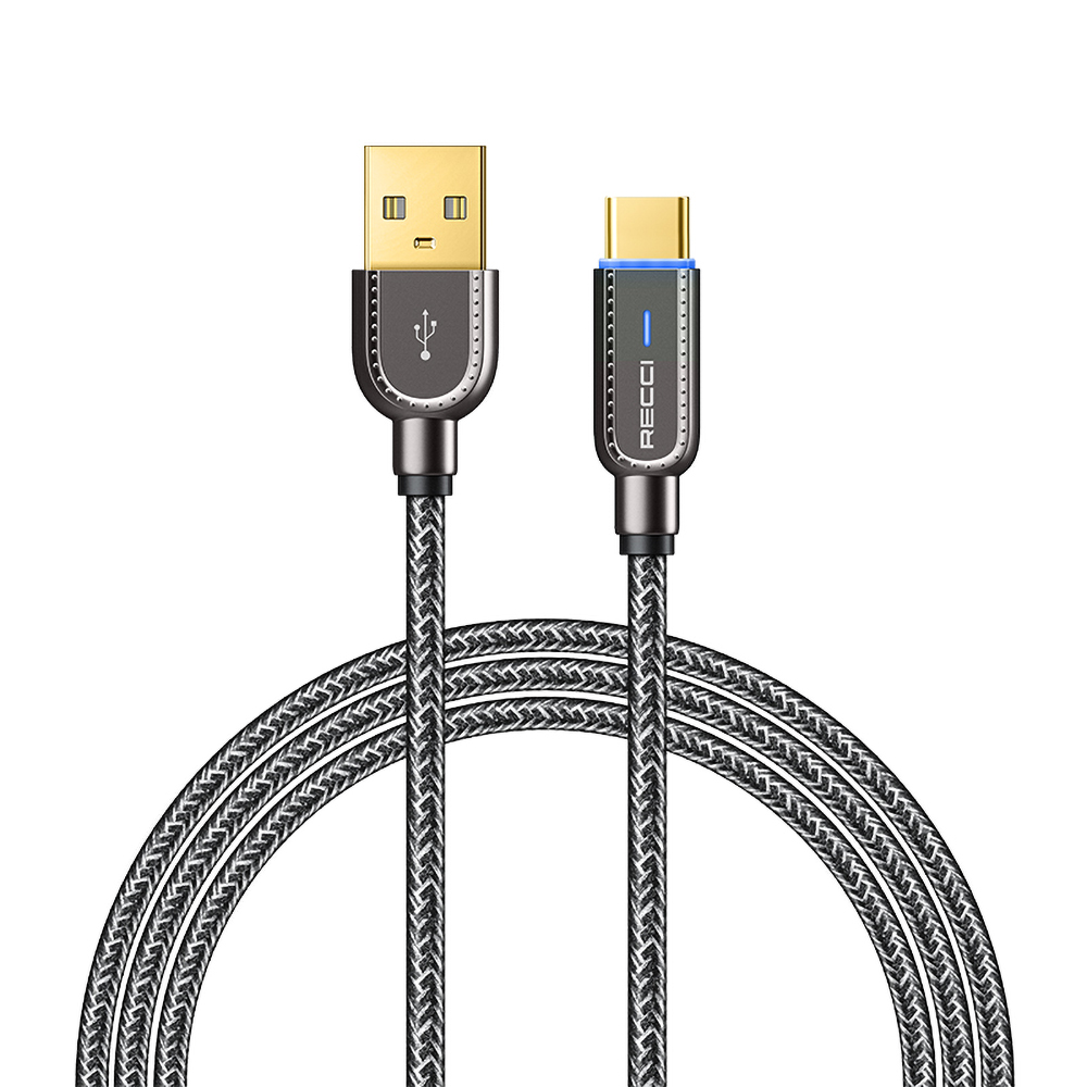 [ZTA90766] Recci RS02C Smart Power-Off Serisi Hızlı Şarj Özellikli USB-A To Type-C Kablo 1M