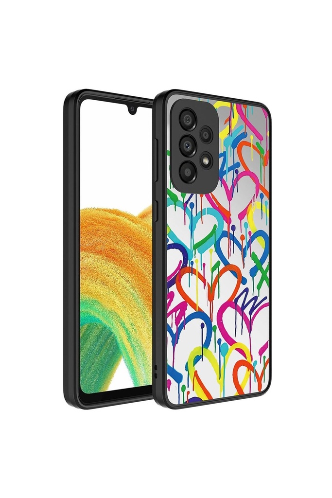 [RNZ-TA88550] Samsung Galaxy A52 Uyumlu Kılıf Aynalı Desenli Kamera Korumalı Parlak Zore Mirror Kapak (Kalp)