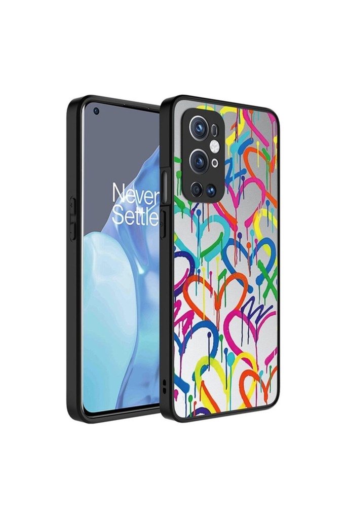 [RNZ-TA88643] OnePlus 9 Pro Uyumlu Kılıf Aynalı Desenli Kamera Korumalı Parlak Zore Mirror Kapak (Kalp)