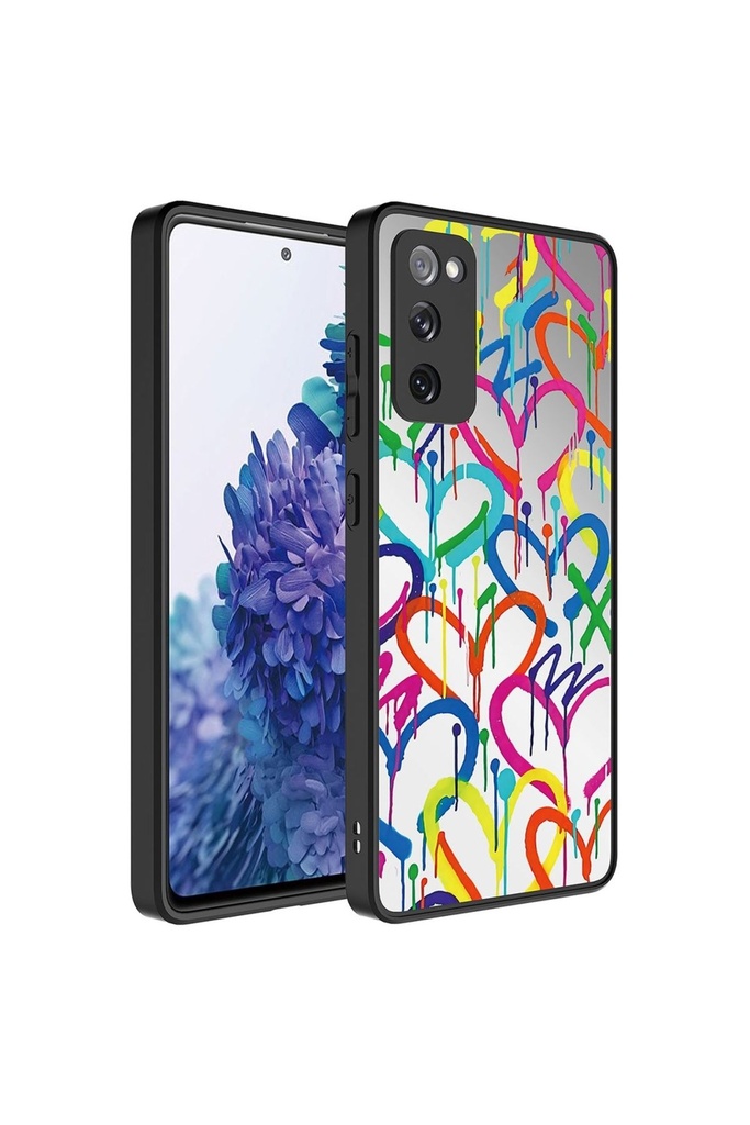 [RNZ-TA88650] Samsung Galaxy S20 FE Uyumlu Kılıf Aynalı Desenli Kamera Korumalı Parlak Zore Mirror Kapak (Kalp)