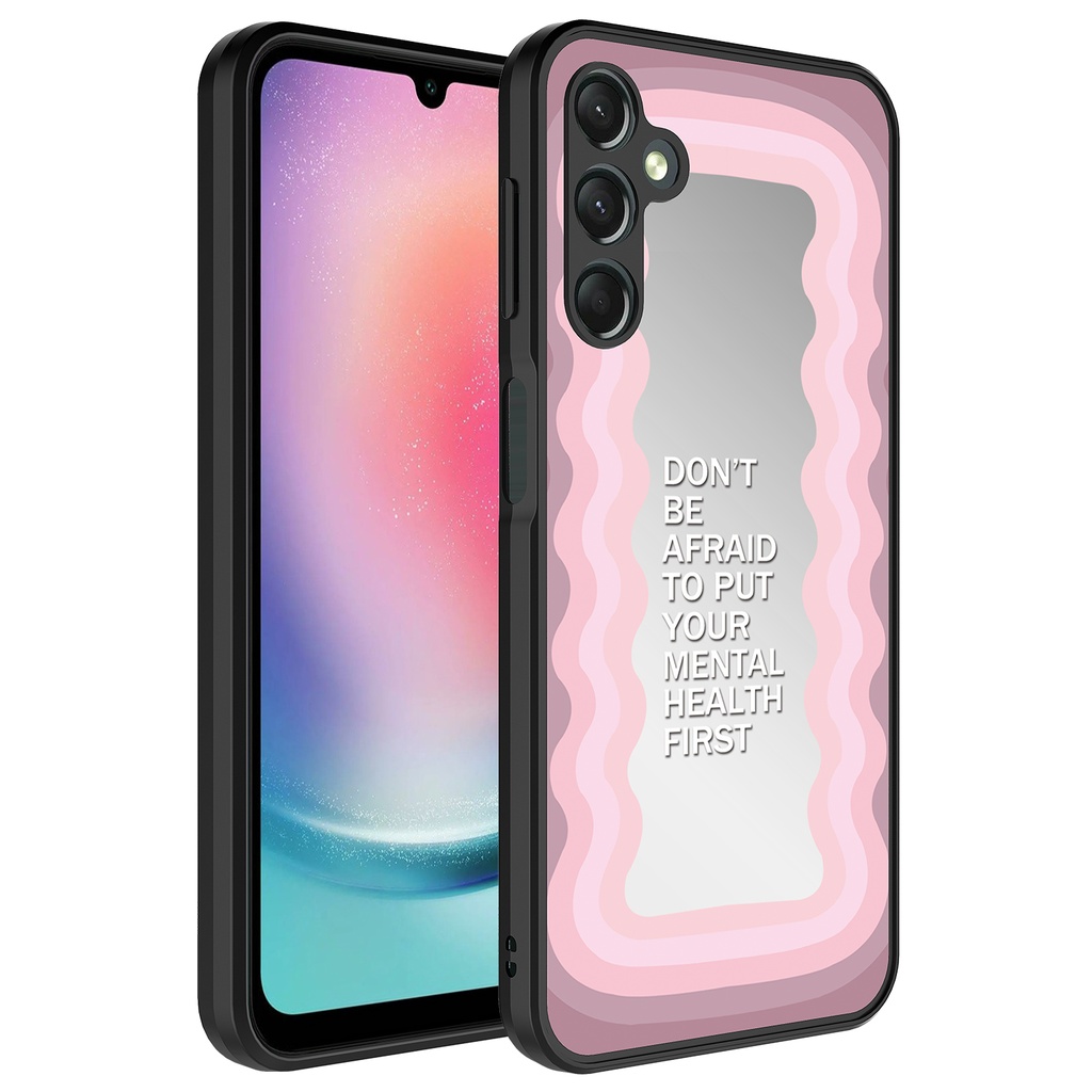 Samsung Galaxy A34 Uyumlu Kılıf Aynalı Desenli Kamera Korumalı Parlak Zore Mirror Kapak