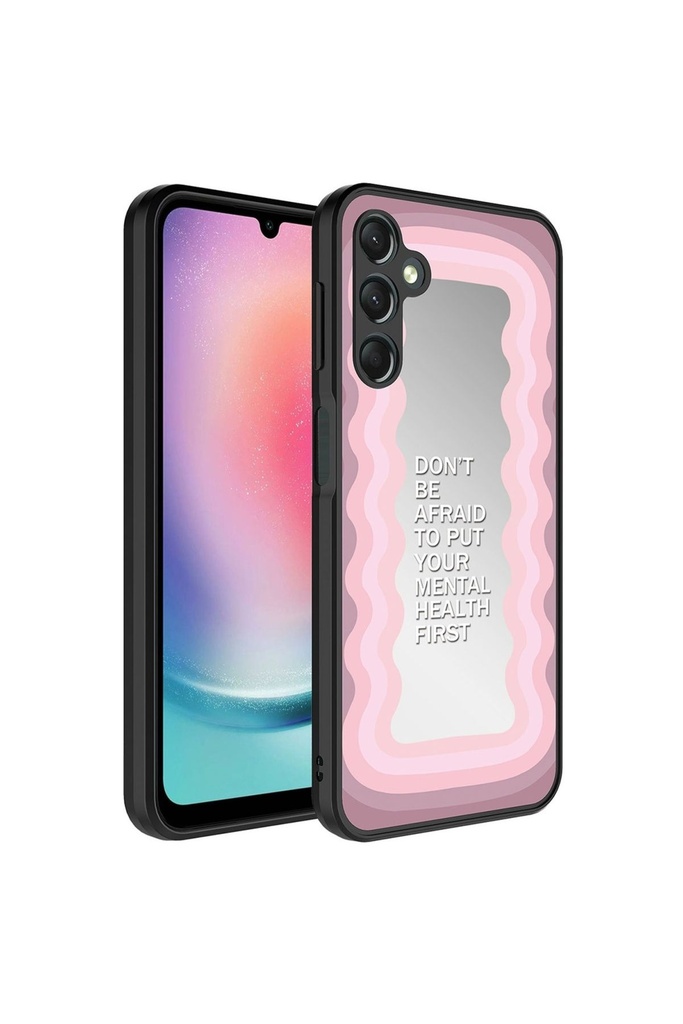 Samsung Galaxy A24 Uyumlu Kılıf Aynalı Desenli Kamera Korumalı Parlak Zore Mirror Kapak