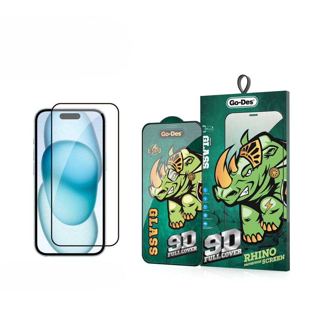 [RNZ-TA97612] Apple iPhone 15 Plus Uyumlu Go Des 9D Full Cover Temperli Cam Ekran Koruyucu