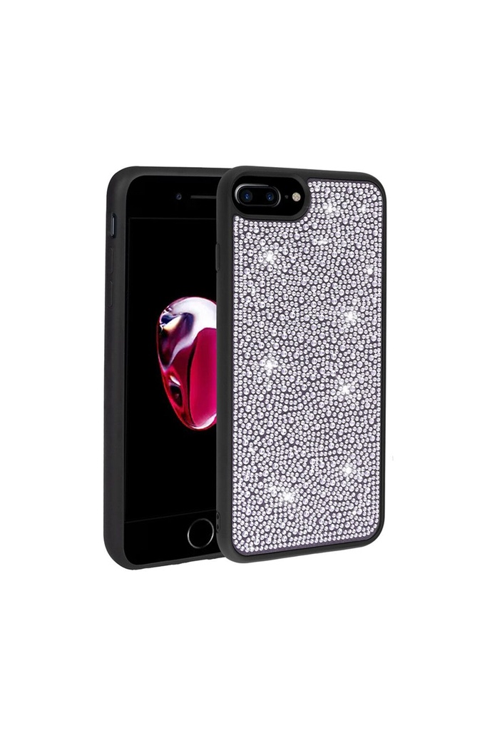 [RNZ-TA89012] Apple iPhone 8 Plus Uyumlu Kılıf Parlak Taşlı Tasarım Zore Ston Kapak (Siyah)