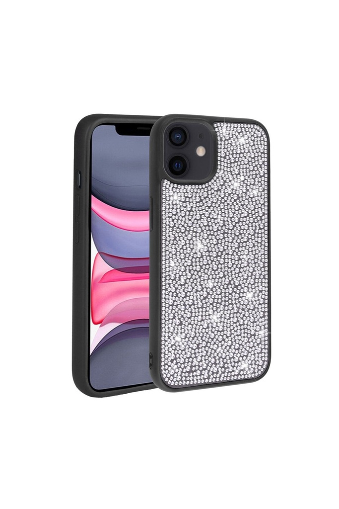 [RNZ-TA89024] Apple iPhone 12 Uyumlu Kılıf Parlak Taşlı Tasarım Zore Ston Kapak (Siyah)