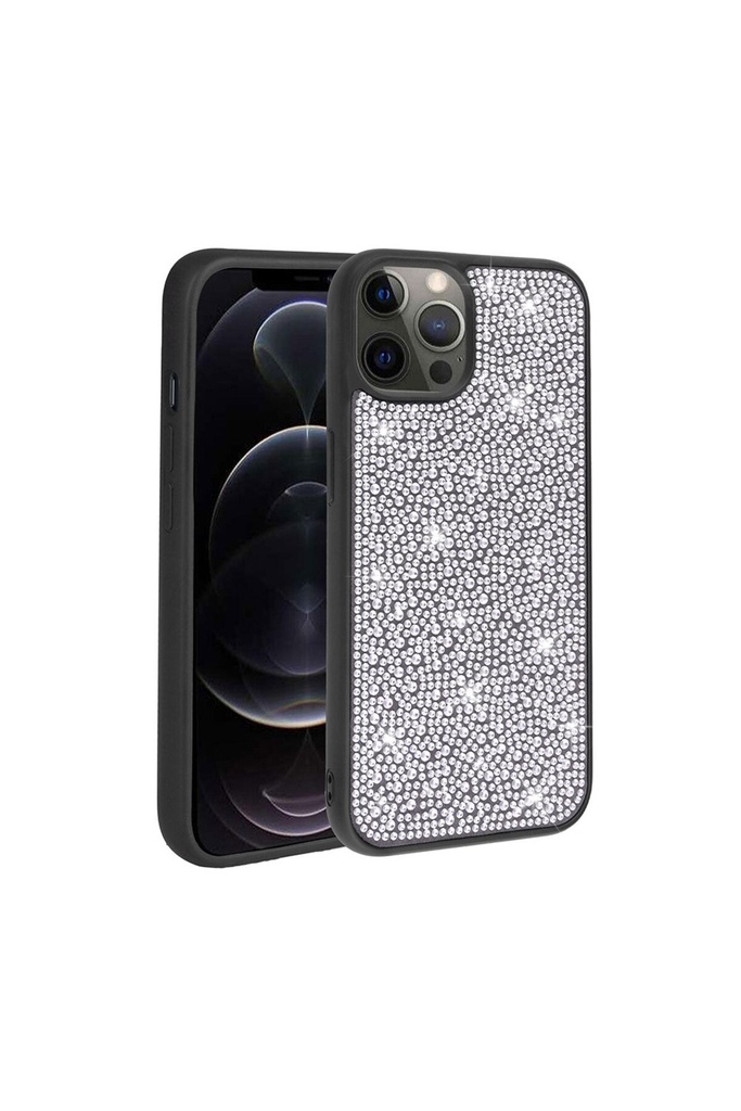 [RNZ-TA89078] Apple iPhone 14 Pro Max Uyumlu Kılıf Parlak Taşlı Tasarım Zore Ston Kapak (Siyah)