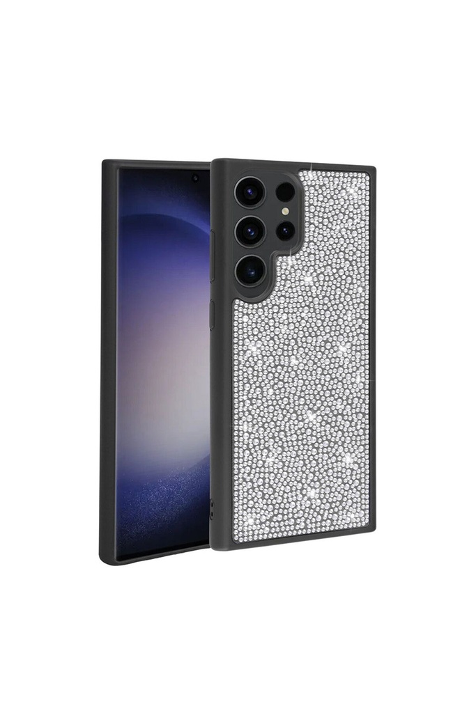 [RNZ-TA89096] Samsung Galaxy S23 Ultra Uyumlu Kılıf Parlak Taşlı Tasarım Zore Ston Kapak (Siyah)