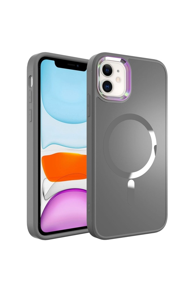 [RNZ-TA89300] Apple iPhone 11 Uyumlu Kılıf M-safe Wireless Şarj Özellikli Zore Stil Kapak (Siyah)