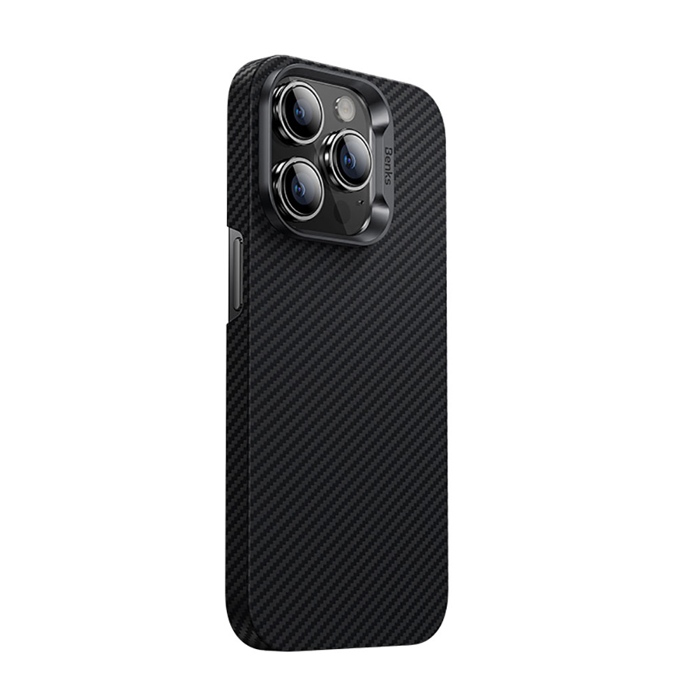 [RNZ-TA89678] Apple iPhone 14 Pro Uyumlu Kılıf M-safe Özellikli Karbon Fiber Benks 600D Essential Kevlar Kapak