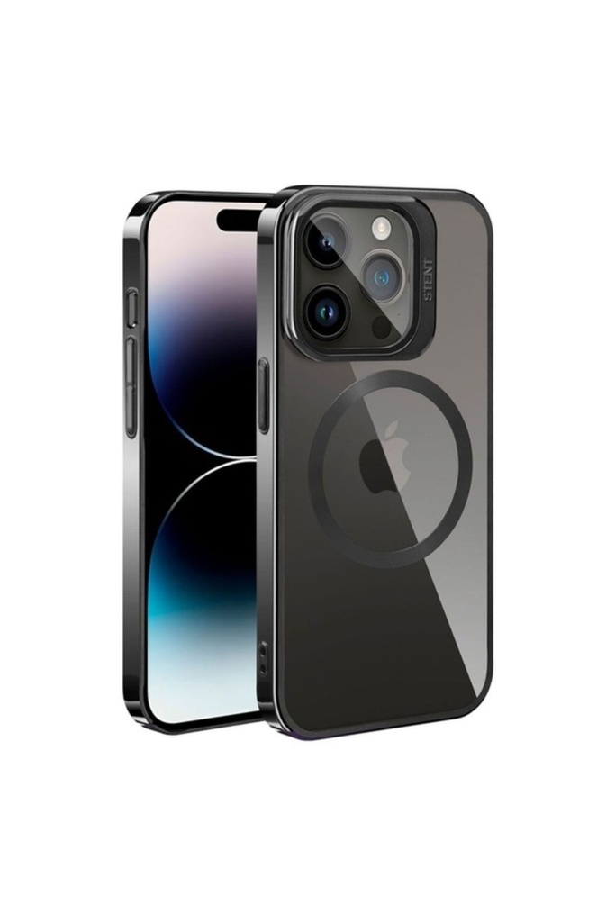 [RNZ-TA89287] Apple iPhone 14 Pro Max Uyumlu Kılıf M-safe Şarj Özellikli Standlı Zore Klon Kapak (Siyah)