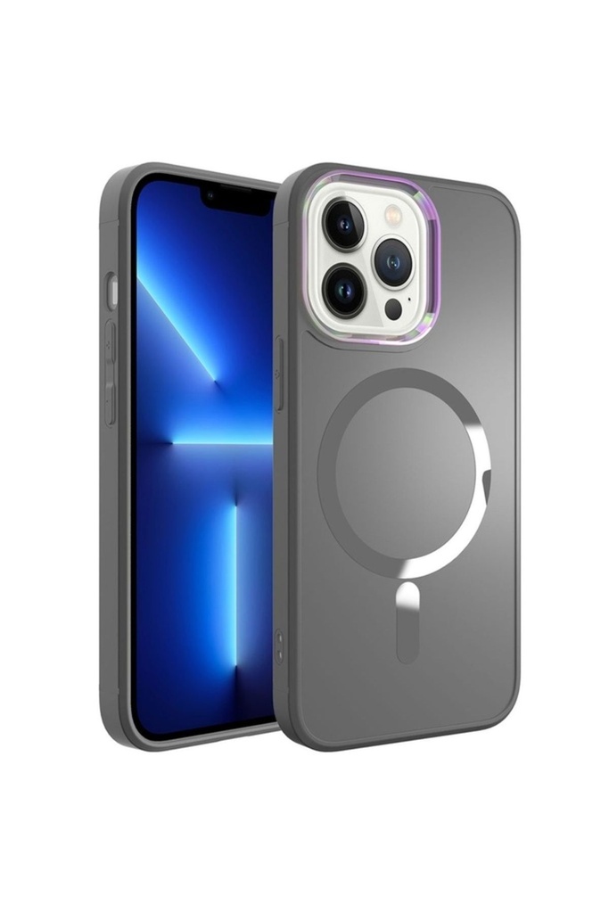 [RNZ-TA89310] Apple iPhone 12 Pro Uyumlu Kılıf M-safe Wireless Şarj Özellikli Zore Stil Kapak (Siyah)