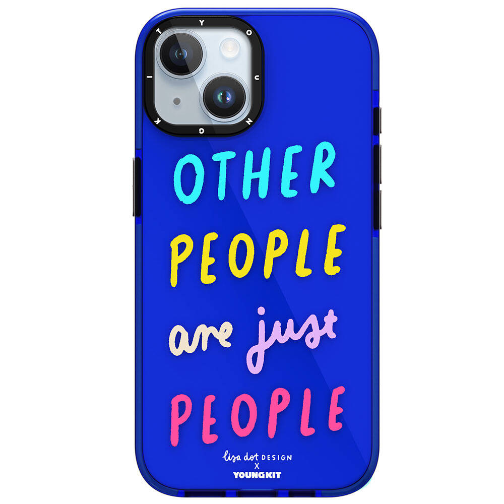 [RNZ-TA97617] Apple iPhone 15 Uyumlu Kılıf Yazı Desenli Youngkit Mindfulness Serisi Kapak (Mavi)
