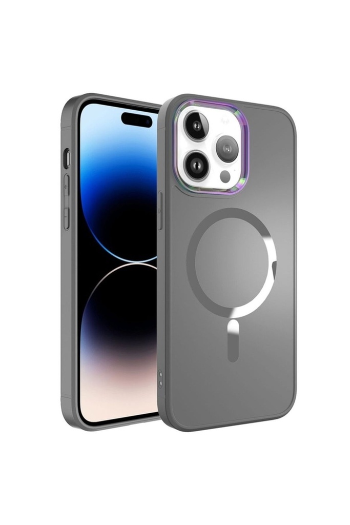 [RNZ-TA89340] Apple iPhone 14 Pro Uyumlu Kılıf M-safe Wireless Şarj Özellikli Zore Stil Kapak (Siyah)