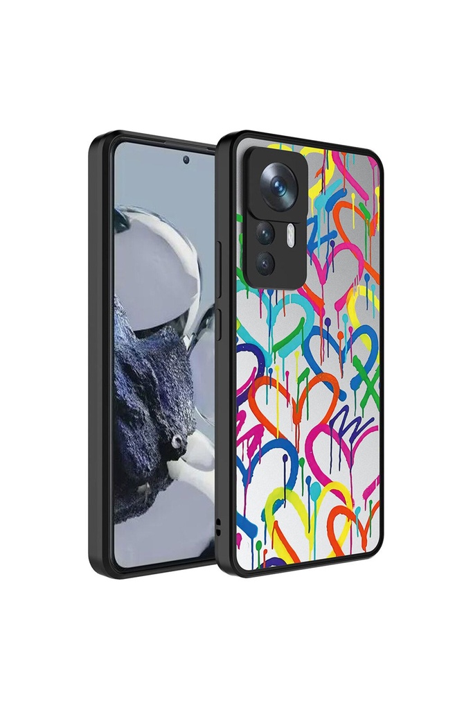[RNZ-TA89416] Xiaomi Mi 12T Pro Uyumlu Kılıf Aynalı Desenli Kamera Korumalı Parlak Zore Mirror Kapak (Kalp)