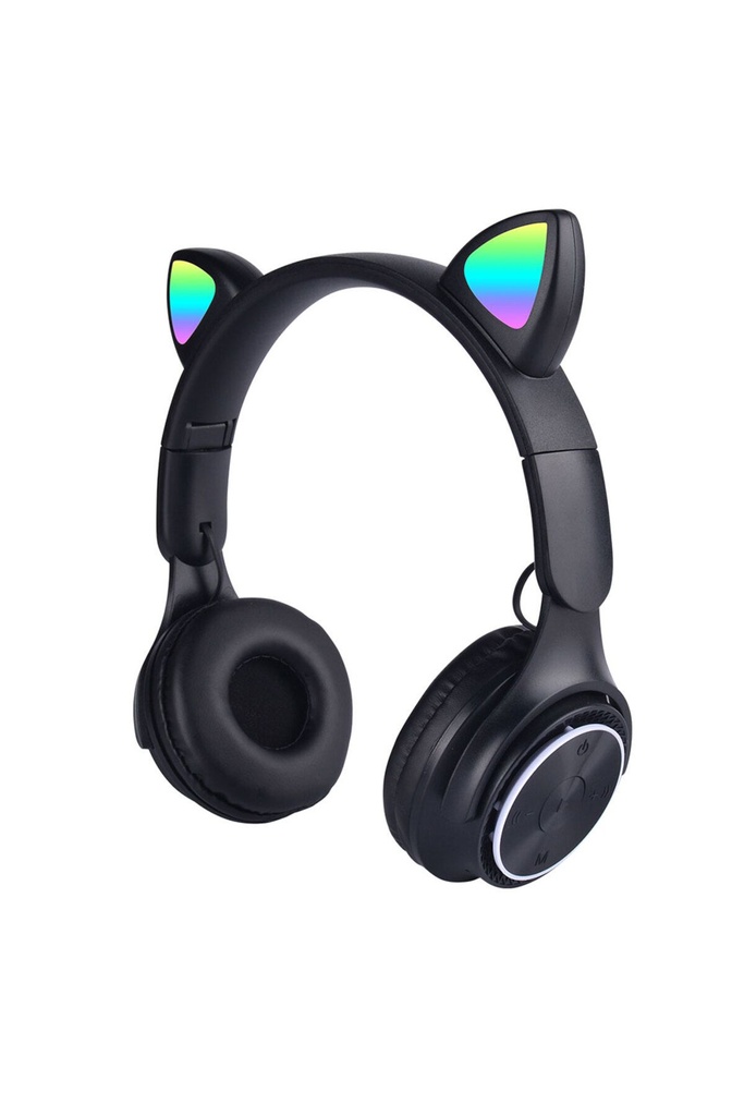 Zore M6 Pro Cat RGB Led Işıklı Kedi Kulağı Band Tasarımlı Ayarlanabilir ve Katlanabilir Kulak Üstü Bluetooth Kulaklık