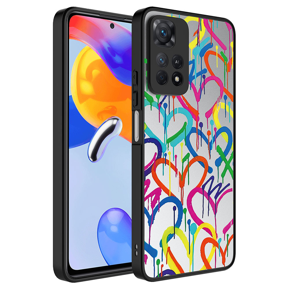 [RNZ-TA89719] Xiaomi Redmi Note 11 Pro 5G Uyumlu Kılıf Aynalı Desenli Kamera Korumalı Parlak Zore Mirror Kapak (Kalp)