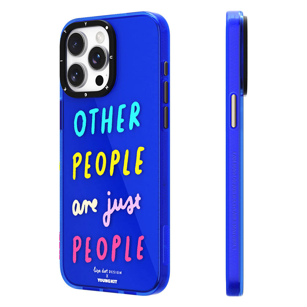 [RNZ-TA97625] Apple iPhone 15 Pro Max Uyumlu Kılıf Yazı Desenli Youngkit Mindfulness Serisi Kapak (Mavi)