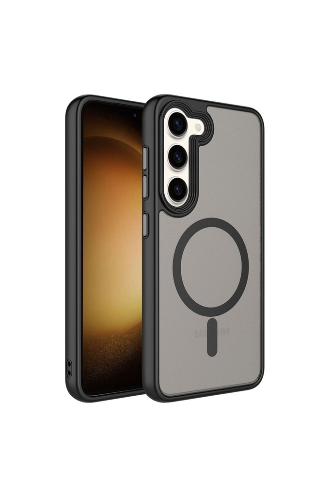 Samsung Galaxy S23 Uyumlu Kılıf Mat Arka Yüzey Wireless Şarj Özellikli Zore Flet M-safe Kapak