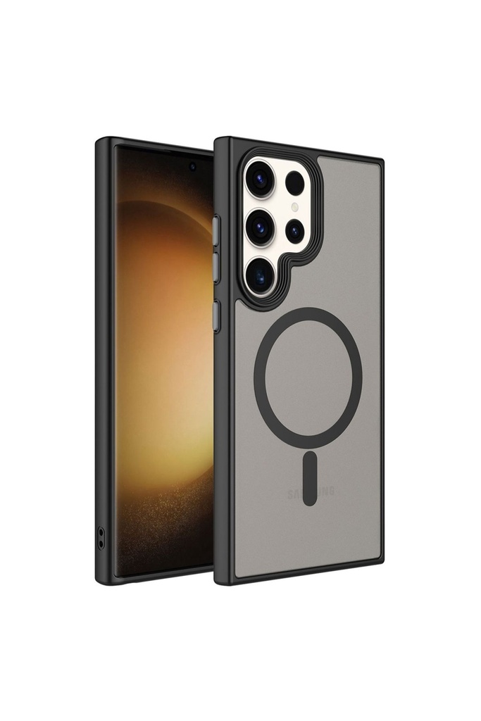 Samsung Galaxy S23 Ultra Uyumlu Kılıf Mat Arka Yüzey Wireless Şarj Özellikli Zore Flet M-safe Kapak