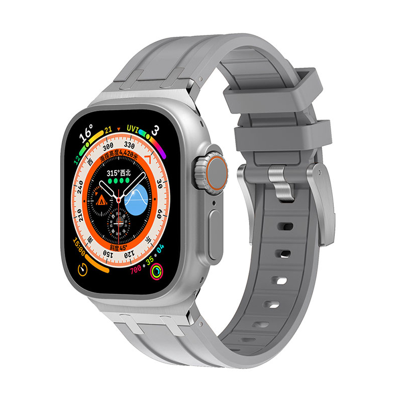 Apple Watch 42mm Uyumlu Kordon Silikon Metal Tokalı Soft Yüzey Zore KRD-89 Kayış