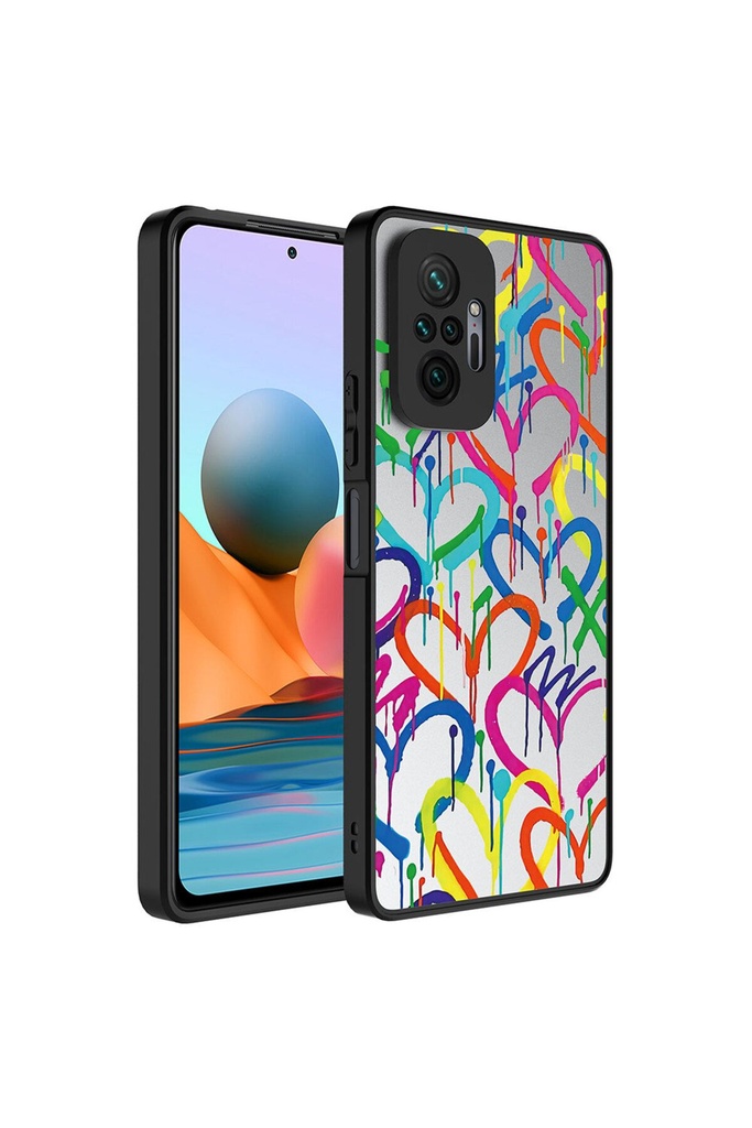 [RNZ-TA89875] Xiaomi Redmi Note 10 Pro Uyumlu Kılıf Aynalı Desenli Kamera Korumalı Parlak Zore Mirror Kapak (Kalp)