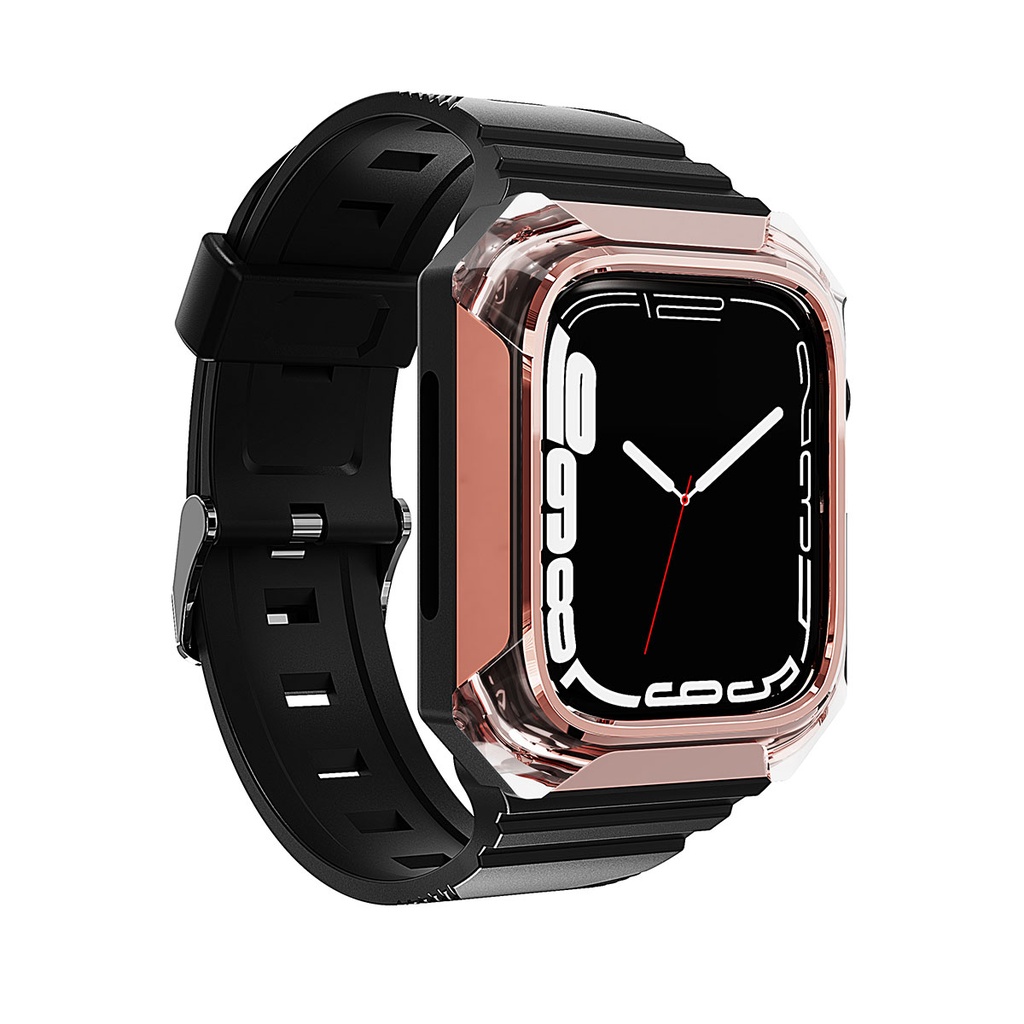 Apple Watch 38mm Uyumlu Zore KRD-88 Sert PC Kasa Koruyuculu Silikon Kordon
