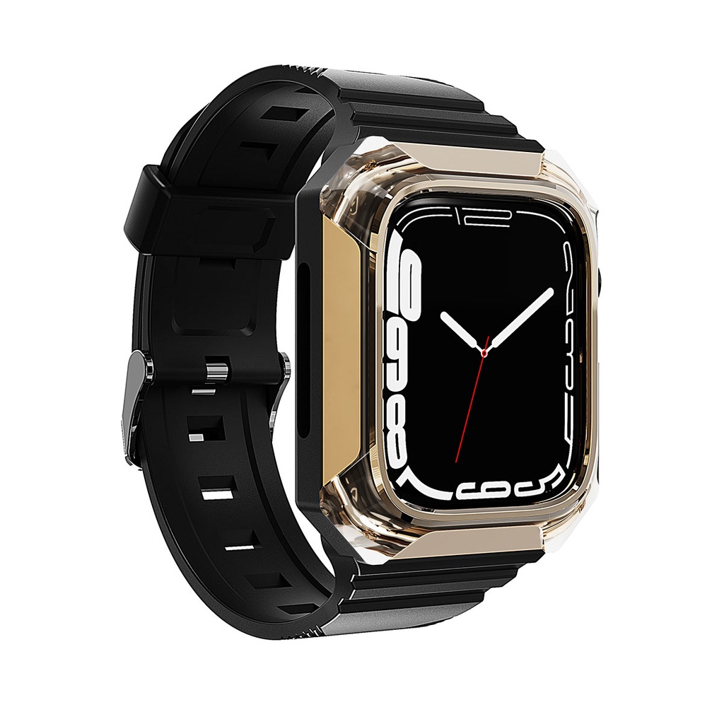 Apple Watch 44mm Uyumlu Zore KRD-88 Sert PC Kasa Koruyuculu Silikon Kordon
