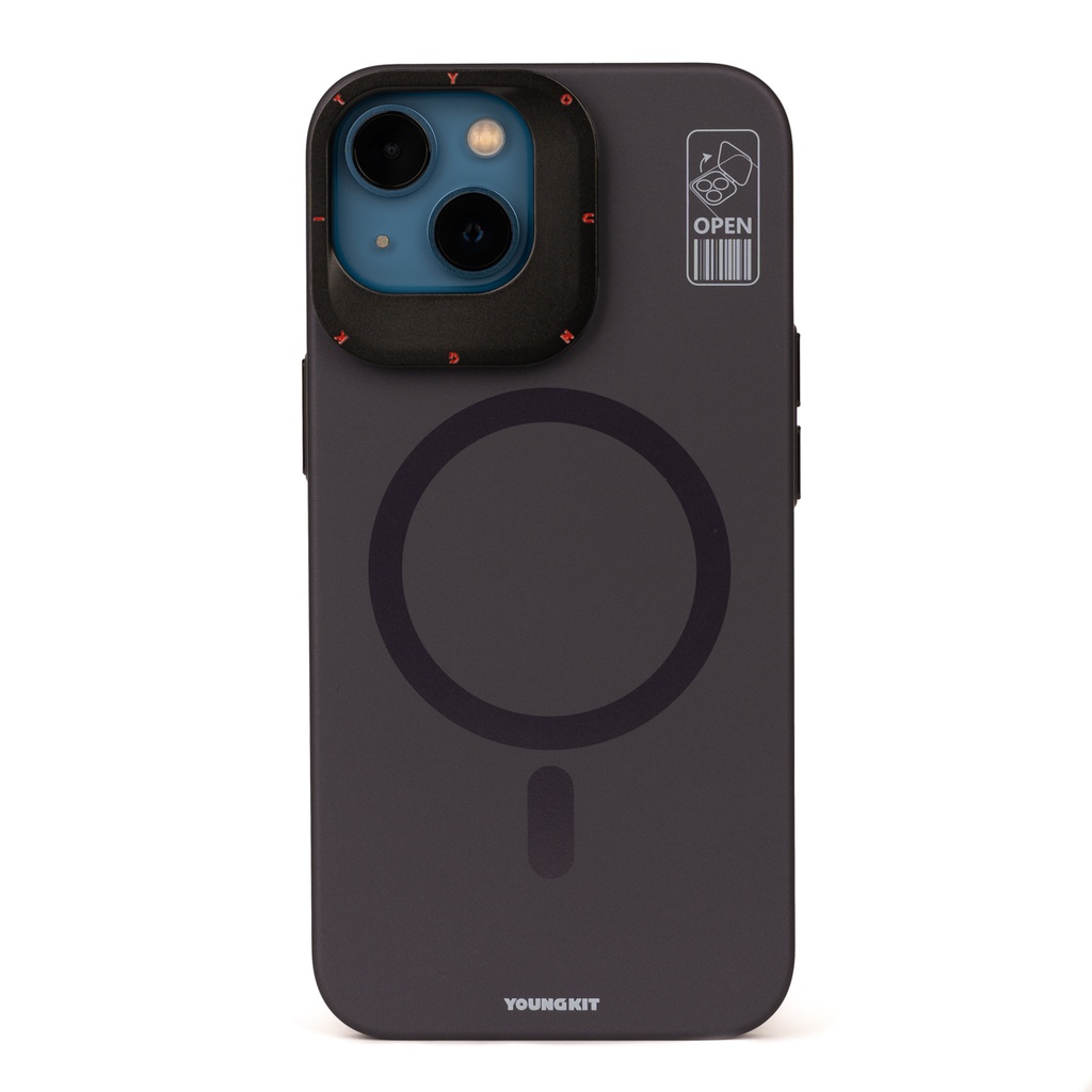 Apple iPhone 14 Uyumlu Kılıf M-safe Şarj Özellikli Standlı YoungKit Hermit Bracket Serisi Kapak