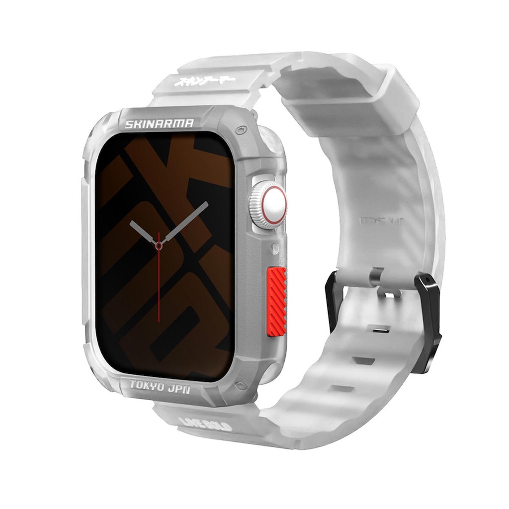 [ZTA90687] Apple Watch 7 45mm Uyumlu SkinArma Kurono Sert PC Kasa Koruyucu + Shokku Silikon Kordon (Beyaz)